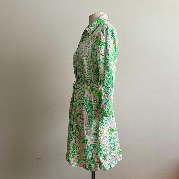 Lilly Pulitzer Pilar Linen Mandevilla Baby Fins Flippers Tunic Dress Small $218 - Picture 5 of 7